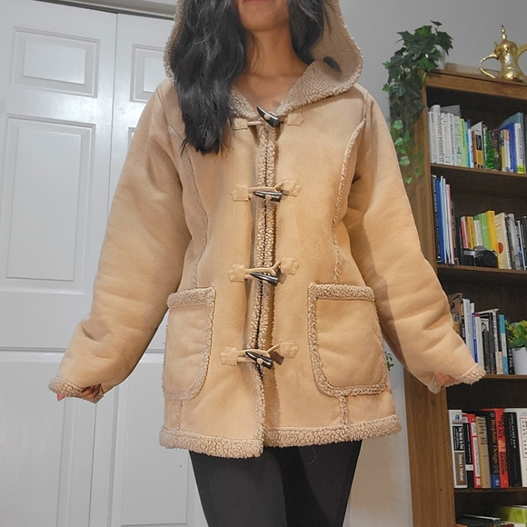 90s LL Bean Tan Sherpa Lined Jacket - Picture 8 of 11